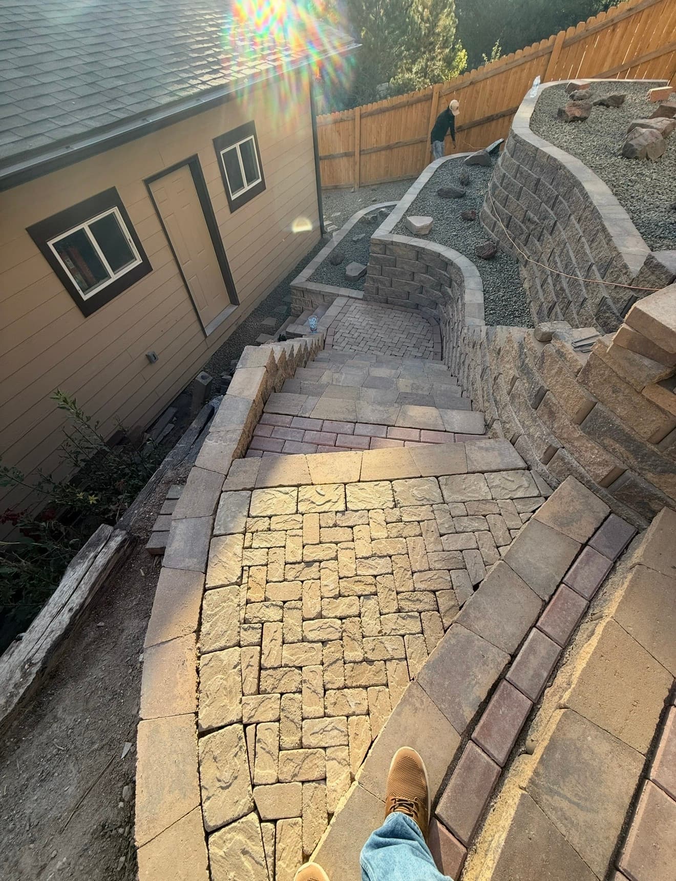 Cheyenne paver stairs and retaining walls — professional hardscaping by Jose and Juan’s